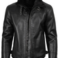 Pilot Men's Black Shearling Leather Jacket - Front View