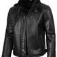 Pilot Men's Black Shearling Leather Jacket - Front Closed View