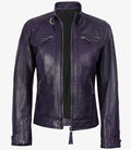 Royal Purple Leather Biker Jacket for Women – Open Front