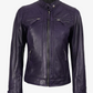 Scarlett Women's Purple Cafe Racer Leather Jacket - Side View