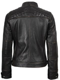 Real Sheepskin Rub-Off Brown Biker Jacket for Women – Back View