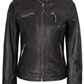 Scout Women's Dark Brown Rub-Off Biker Leather Jacket - Side View