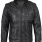 Tavares Men's Black Distressed Biker Leather Jacket - Detail View