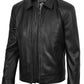 Tony men's black Harrington leather jacket, front view