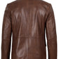 Duke men's two-button cognac leather blazer, full front view