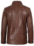 Back View of Men’s Cognac Brown Real Leather Blazer