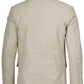 Men's two-button off-white leather blazer, full front view
