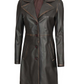 Bryson Women's Dark Brown Rub-Off Leather Coat - Side View