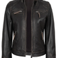 Scout Women's Dark Brown Rub-Off Biker Leather Jacket - Front Open View