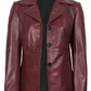 Blair Women's Burgundy Leather Blazer - Back View