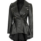Reign Women's Black Asymmetric Peplum Biker Leather Jacket - Side View