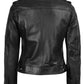 Women's Black Cafe Racer Leather Jacket - Back View