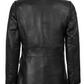 Harper Women's Black Leather Blazer - Front Closed View