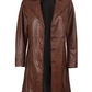 Noir Women's Cognac Brown Leather Coat - Side View