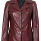 Blair Women's Burgundy Leather Blazer - Front Open View