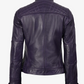 Scarlett Women's Purple Cafe Racer Leather Jacket - Front Closed View