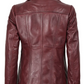 Blair Women's Burgundy Leather Blazer - Front View