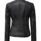 Aria Women's Black Cafe Racer Leather Jacket - Side View