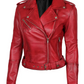 Ruby Women's Red Biker Leather Jacket - Side View