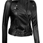 Vega Women's Black Biker Leather Jacket - Front Open View