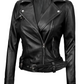 Vega Women's Black Biker Leather Jacket - Side View