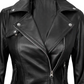 Vega Women's Black Biker Leather Jacket - Detail View