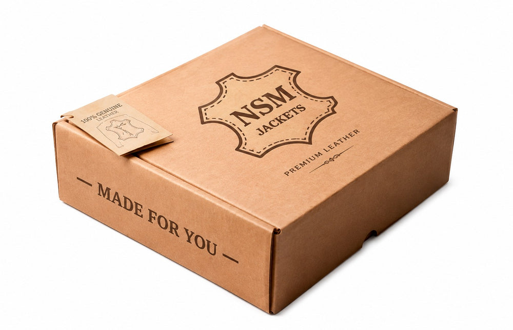 An NSM Jackets box marked made for you