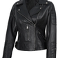Cruz Women's Black Biker Leather Jacket - Front View