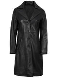 Women’s Black Real Leather Car Coat – Front View