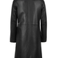 Noir Women's Black Leather Coat - Side View