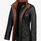Black leather jacket for women by NSM Jackets, front view