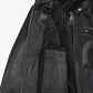 Black leather jacket for women, chest zip pocket detail