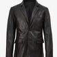 Duke black leather blazer for men, tailored fit front view