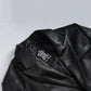 Baron peak lapel black leather blazer for men, tailored fit