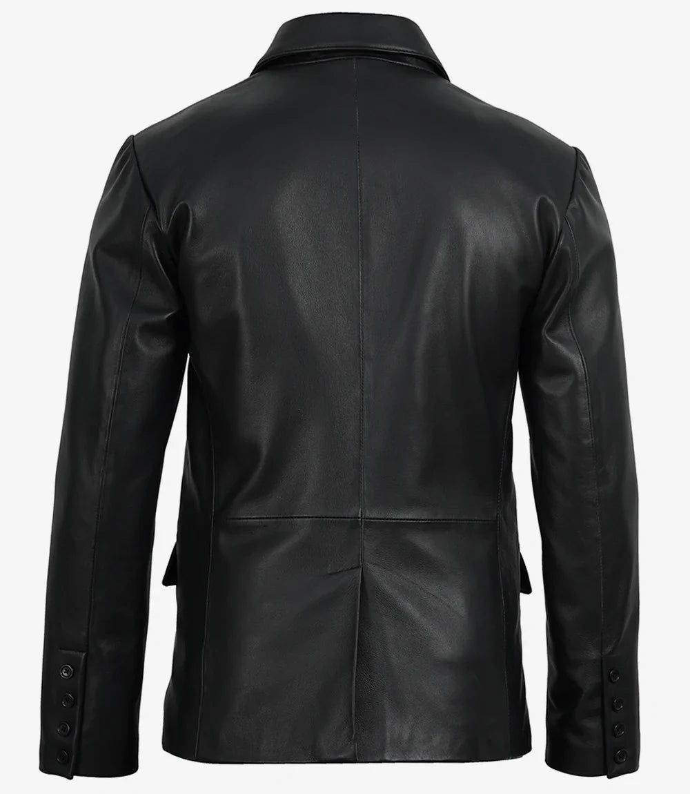 Black lambskin leather blazer for men by NSM Jackets