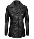 Women’s Black Leather Blazer – Front View
