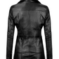 Blair Women's Black Leather Blazer - Front Closed View