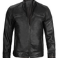 Rogue Men's Black Vintage Cafe Racer Leather Jacket - Front View
