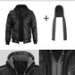 Titan Men's Black Hooded Leather Bomber Jacket - Side View