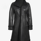 Winter Women's Black Shearling Leather Coat - Side View