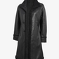 Winter Women's Black Shearling Leather Coat - Front Open View