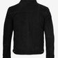Men's Black Suede Leather Trucker Jacket - Side View
