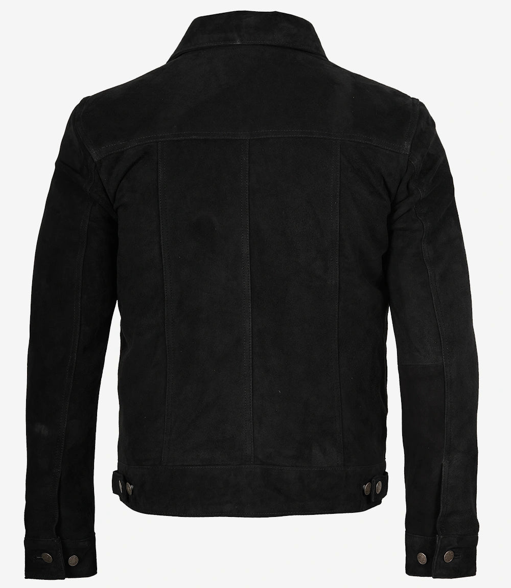 Men's Black Suede Leather Trucker Jacket | NSM Jackets – NSM JACKETS