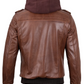 Atlas Men's Brown Hooded Bomber Leather Jacket - Hood Detail View