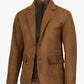 Brown faux leather notch lapel jacket for men, full front view
