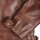 Ranger Men's Cognac Brown Quilted Biker Leather Jacket - Side View