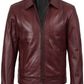Harlow Men's Burgundy Leather Jacket - Side View