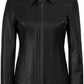 Marsha Women's Black Leather Car Coat Jacket - Back View