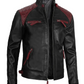 Viper Men's Black Cafe Racer Leather Jacket - Detail View