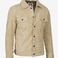 Men's Camel Suede Trucker Jacket - Detail View